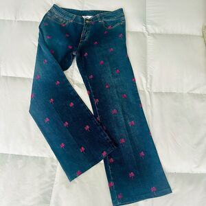 Lilly Pulitzer Blue Straight Leg Jeans with Pink Accents